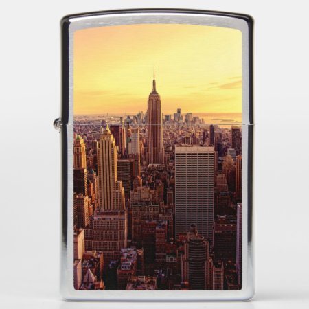 New York Skyline City With Empire State Zippo Lighter