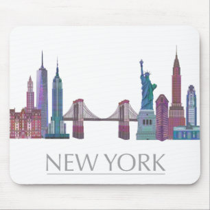 New York Skyline Colored Buildings Mouse Pad