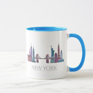 New York Skyline Colored Buildings Mug