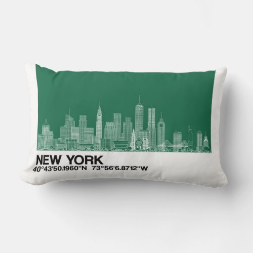 New York Skyline  Coordinates in Green Cushion