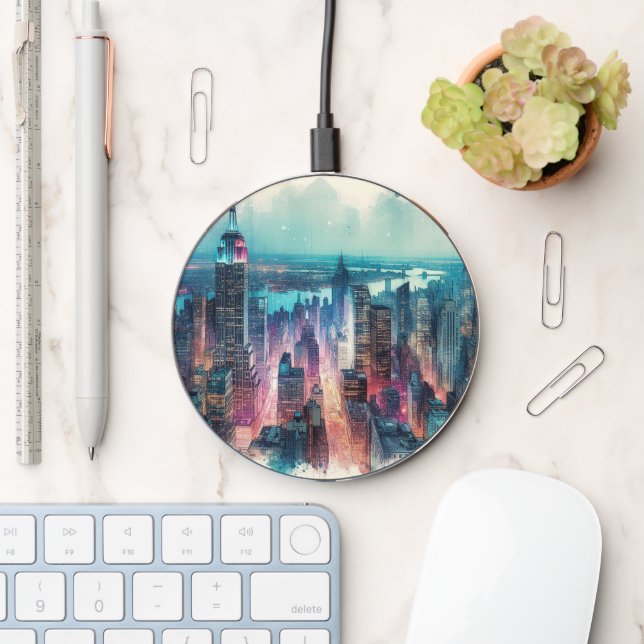  New York Skyline Desktop Wireless Charger (Desk)