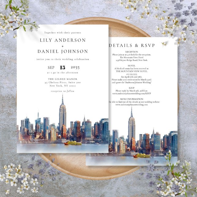 New York Skyline Destination All In One Wedding Invitation (New York Skyline Destination All In One Wedding Invitation)