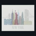 New York Skyline Faux Canvas Print<br><div class="desc">New York Skyline by Fab Funky. Features a collection of famous landmarks of New York City in muted colors.</div>
