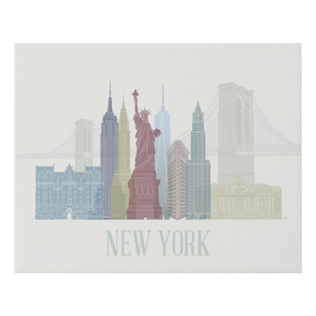 New York Skyline Faux Canvas Print (Front)