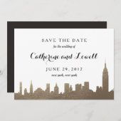 New York Skyline Faux Gold Save the Date (Front/Back)