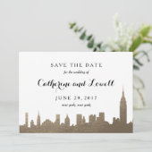 New York Skyline Faux Gold Save the Date (Standing Front)