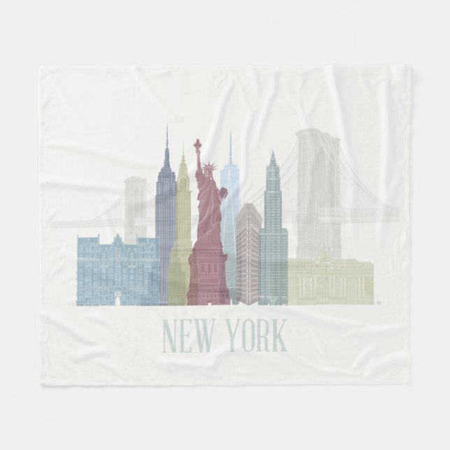 New York Skyline Fleece Blanket (Front (Horizontal))