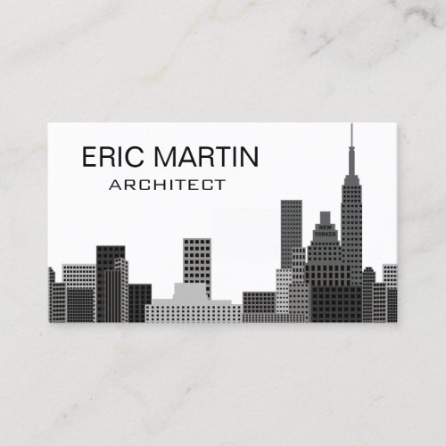 New York Skyline Grey Modern Architecture Business Card