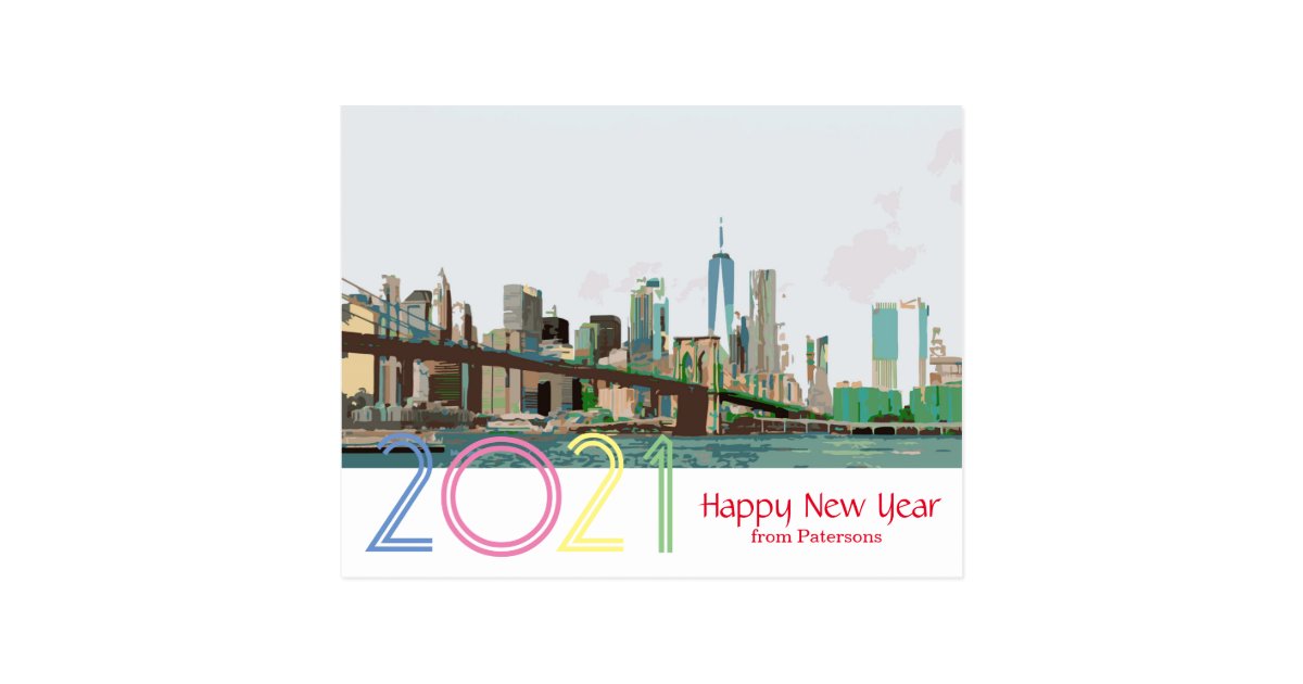 New York Skyline Happy New 21 Postcard Zazzle Com