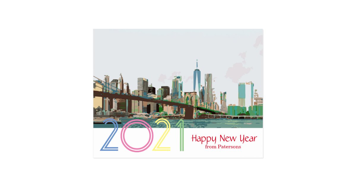 New York Skyline Happy New 21 Postcard Zazzle Com New York Skyline Happy New 21 Postcard Zazzle Com