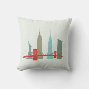 New York Skyline, Historic Landmark Architecture Throw Pillow