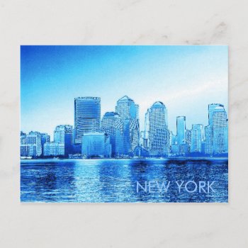 New York  Skyline  Iceblue Postcard by MehrFarbeImLeben at Zazzle