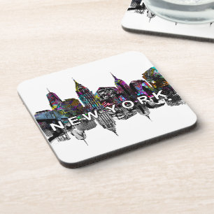 New York skyline in graffiti Beverage Coaster