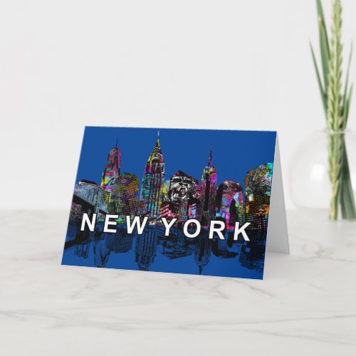 New York skyline in graffiti  Card