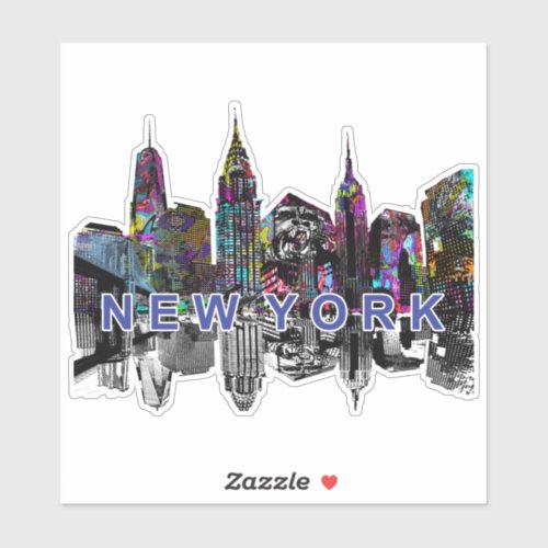 New York skyline in graffiti Sticker