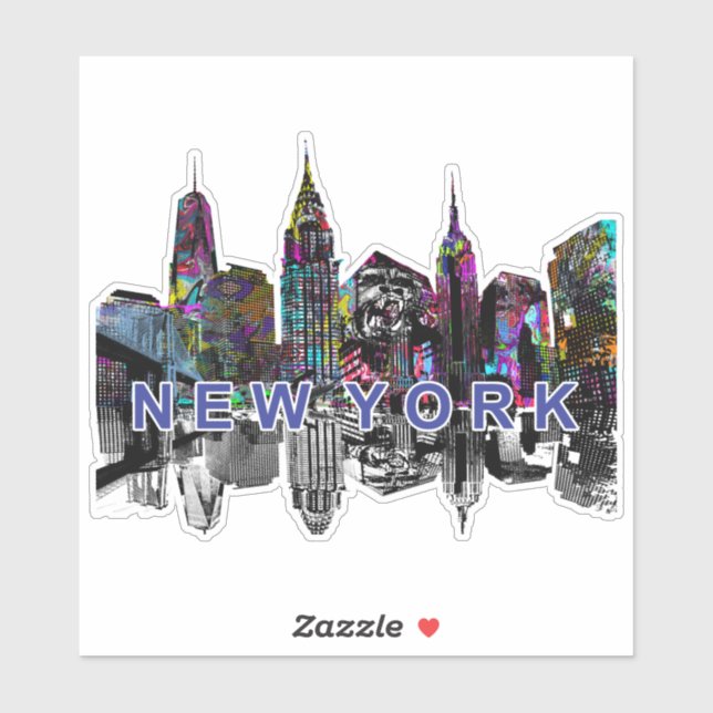 New York skyline in graffiti Sticker (Sheet)