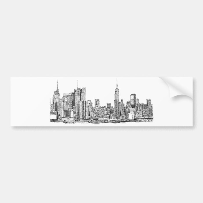 New York skyline ink Bumper Stickers