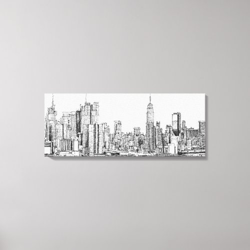 New York skyline ink canvas