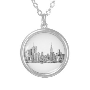 New York skyline ink necklace