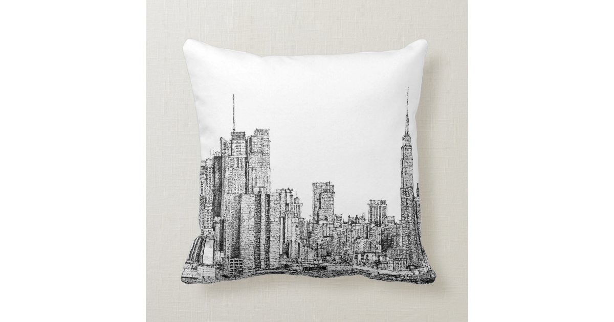 New York skyline ink pillows | Zazzle