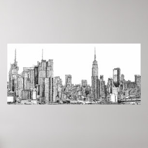 New York skyline ink poster