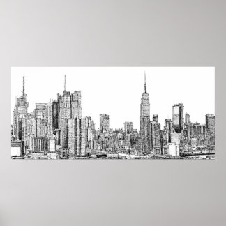 New York skyline ink poster