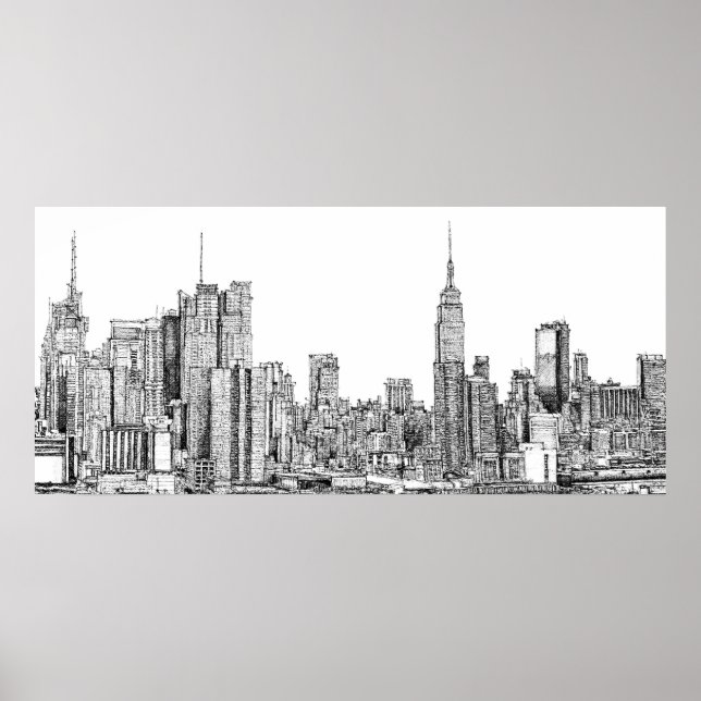 New York skyline ink poster (Front)