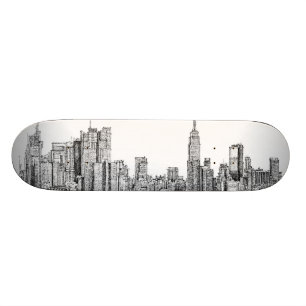New York skyline ink skateboard Deck