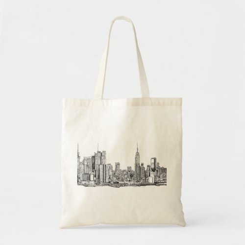 New York skyline ink tote bag