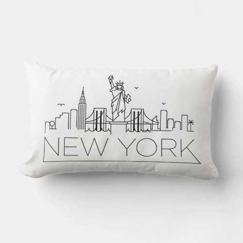 New York Skyline Lumbar Pillow