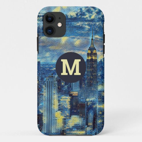 New York Skyline Monogram Van Gogh Starry Night iPhone 11 Case