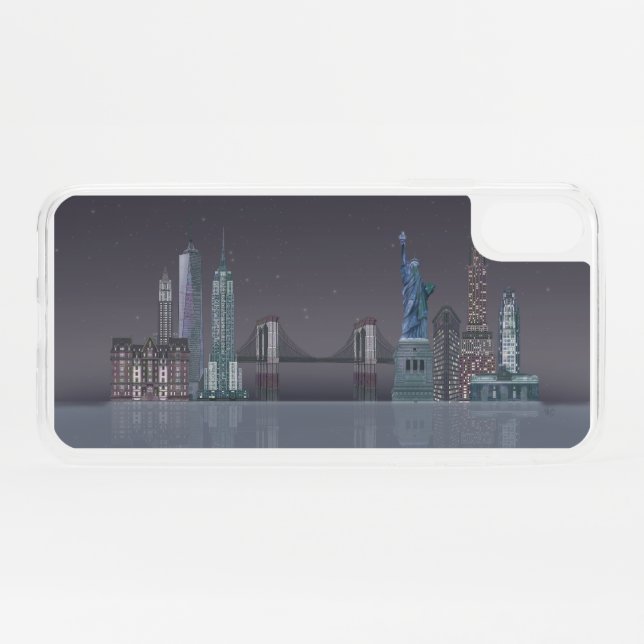 New York Skyline Night Reflections Uncommon iPhone Case (Back (Horizontal))