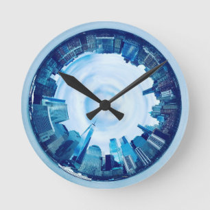 new york skyline of skyscrapers in round wall clock