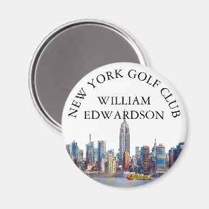 New York Skyline Personalized Golf Club Name Magnet