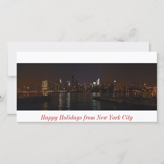 New York skyline photo Happy Holidays card (Front)