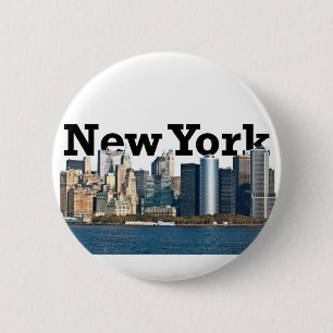 New York Skyline Pinback Button