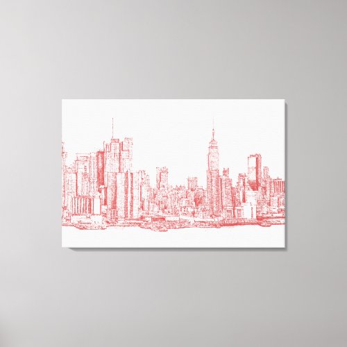 New York skyline pink red Canvas Print