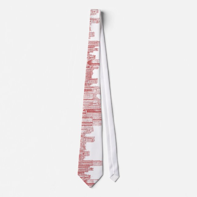 New York skyline pink red Neck Tie (Front)