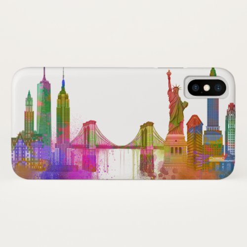 New York Skyline _ Rainbow iPhone X Case