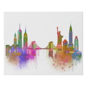 New York Skyline - Rainbow Faux Canvas Print