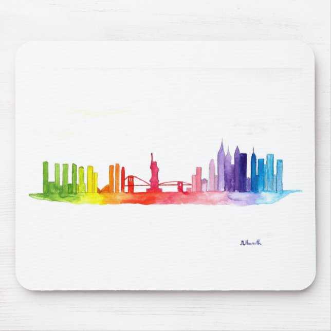 New York skyline Rainbow NYC modern Mouse Pad (Front)