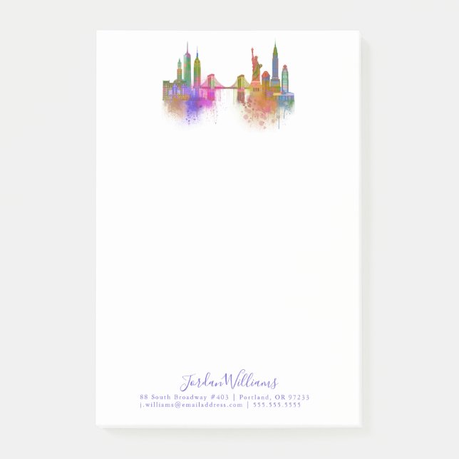 New York Skyline - Rainbow Post-it Notes (Front)