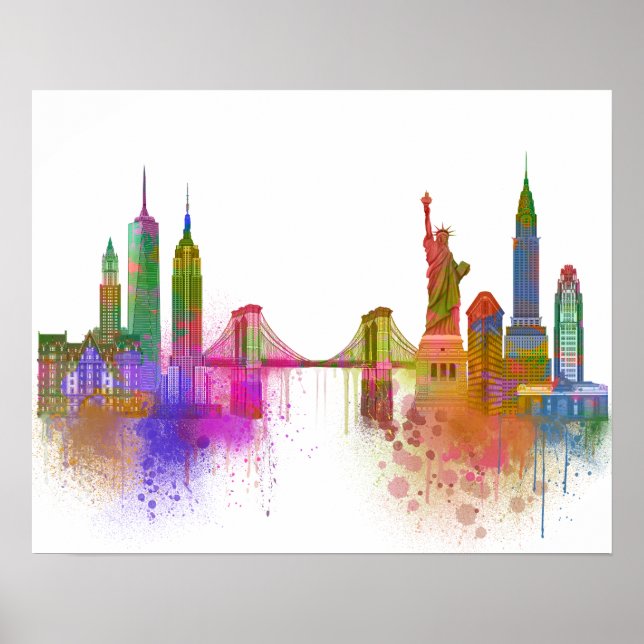 New York Skyline - Rainbow Poster (Front)