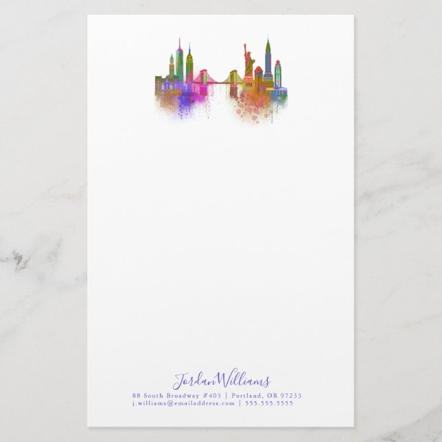 New York Skyline - Rainbow Stationery (Front)