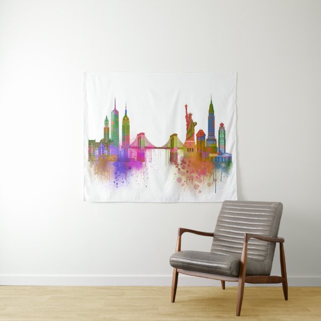 New York Skyline - Rainbow Tapestry (In Situ (Horizontal))