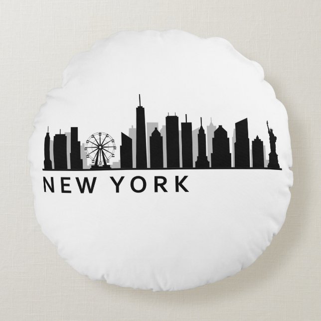 New York Skyline Round Pillow (Front)