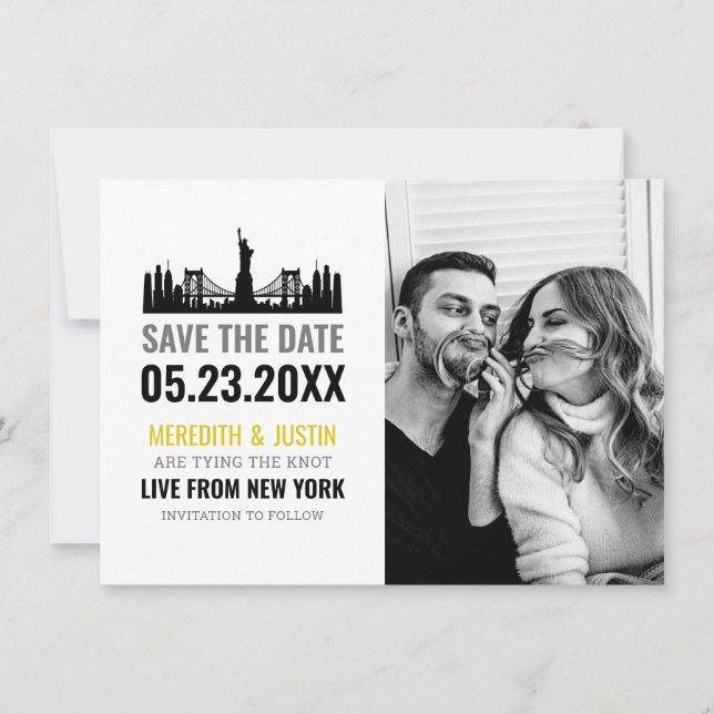 New York Skyline Save the Date Invitation (Front)