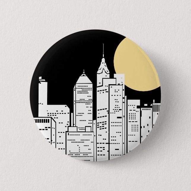 New York Skyline Silhouette Button (Front)