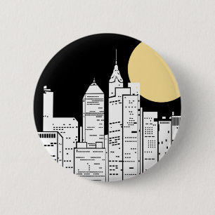 New York Skyline Silhouette Button