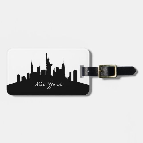 New York Skyline Silhouette Luggage Tag